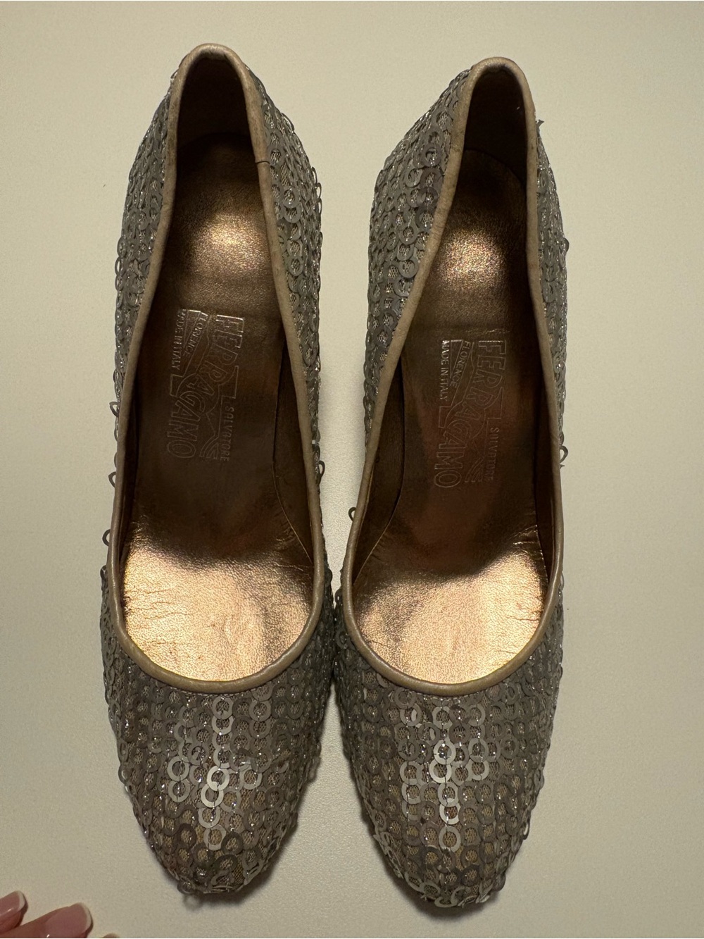 Salvatore Ferragamo Sequin Rounded -Toe Pumps